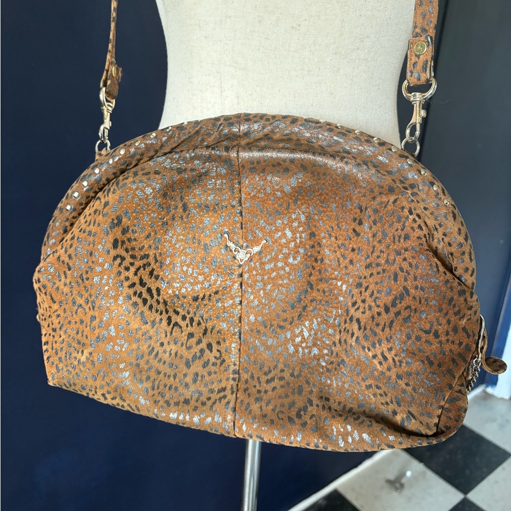 Vintage Leopard Print Tan Bag